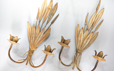 SOLD – Pair of Wheat Sheaf Wall Sconces