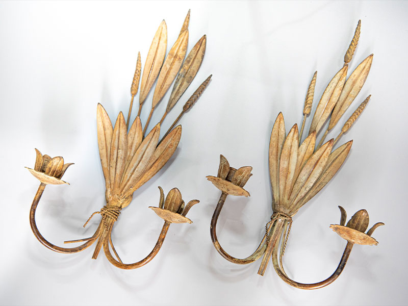 SOLD – Pair of Wheat Sheaf Wall Sconces