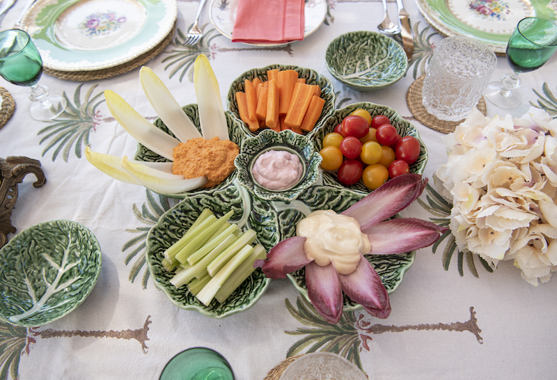 SOLD – Vintage Cabbage Leaf Crudite Dish