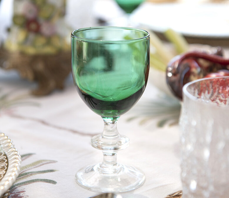 Set of 5 Small Green Wine Glasses – £65