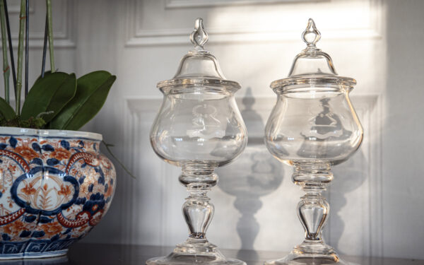 Pair of Glass Urns – £125