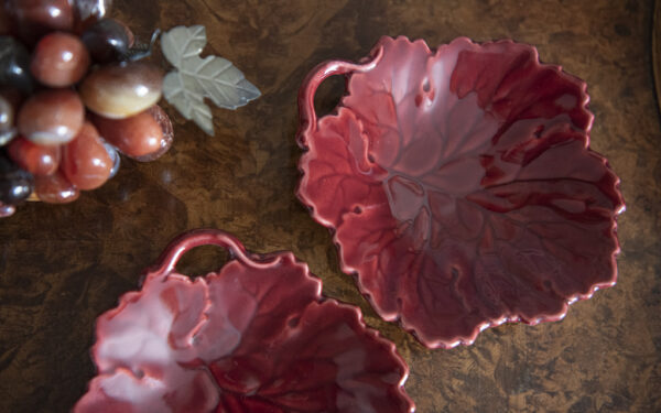 SOLD Burgundy Leaf Dishes