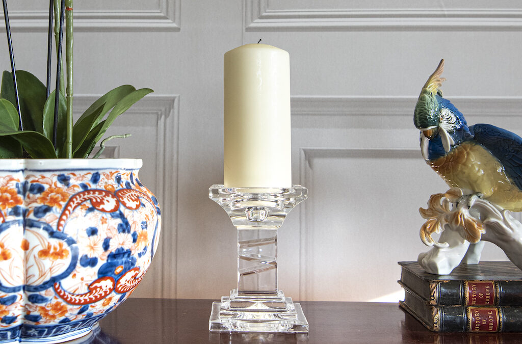 Glass Pillar Candlestick – £35