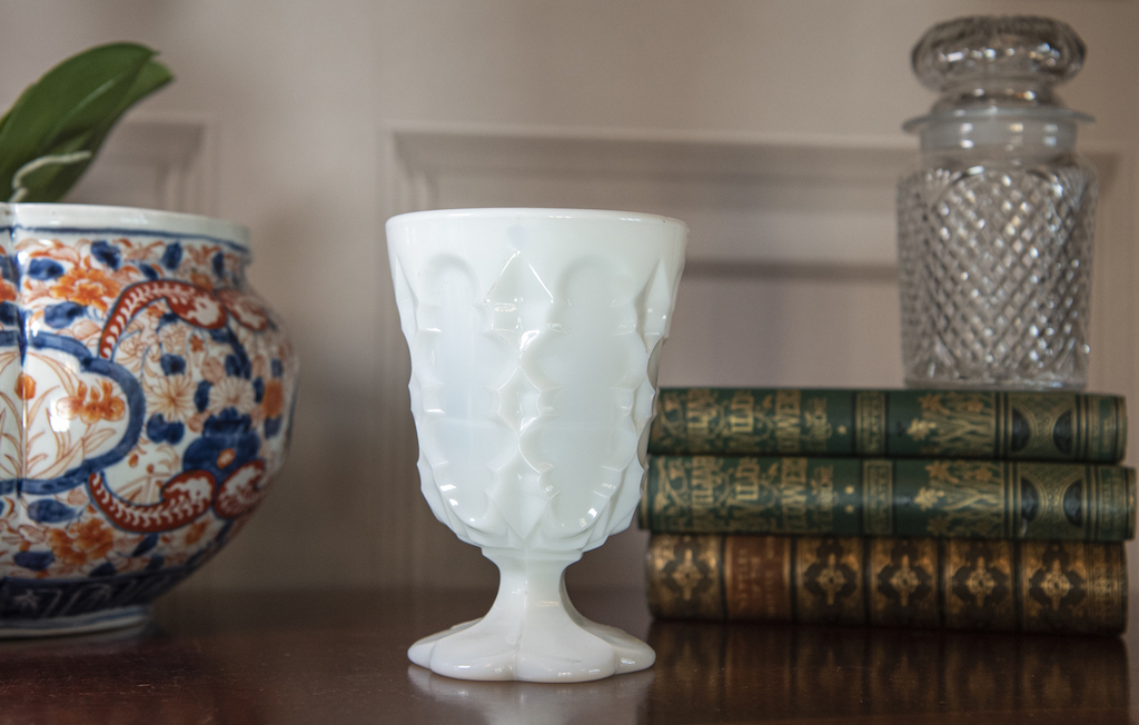 Milk Glass Urn Vase – £28