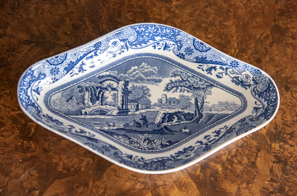 SOLD – Spode Blue and White Diamond Shaped Dish