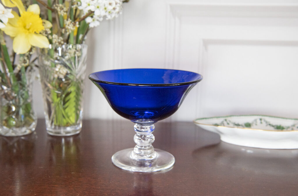 Cobalt Blue Glass Pedestal Dish – £30