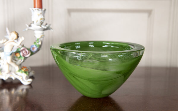 Heavy Green Glass Swirl Bowl – £70