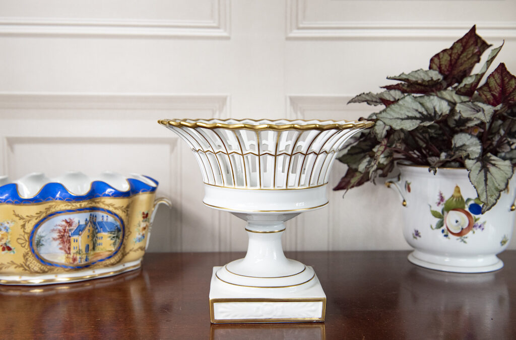 White Porcelain Lattice Compote Basket – £325