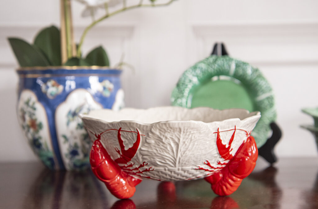 SOLD – White Crown Devon Lobster Foot Bowl