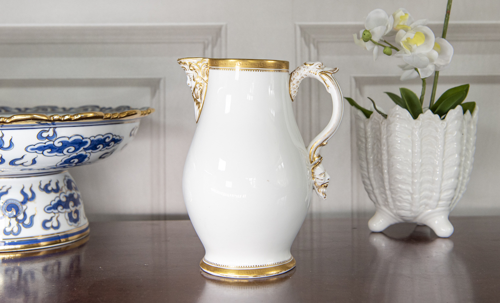 White Porcelain and Gilt Jug – £38