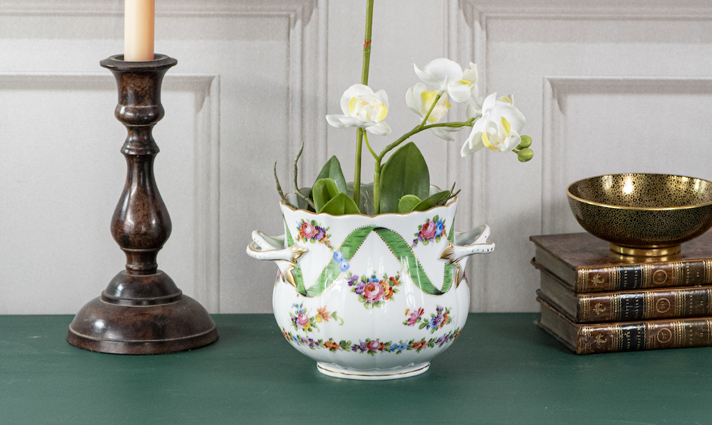 Dresden porcelain cachepot – £95