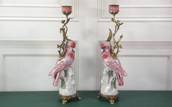 Pink Cockatoo Candlesticks – £465