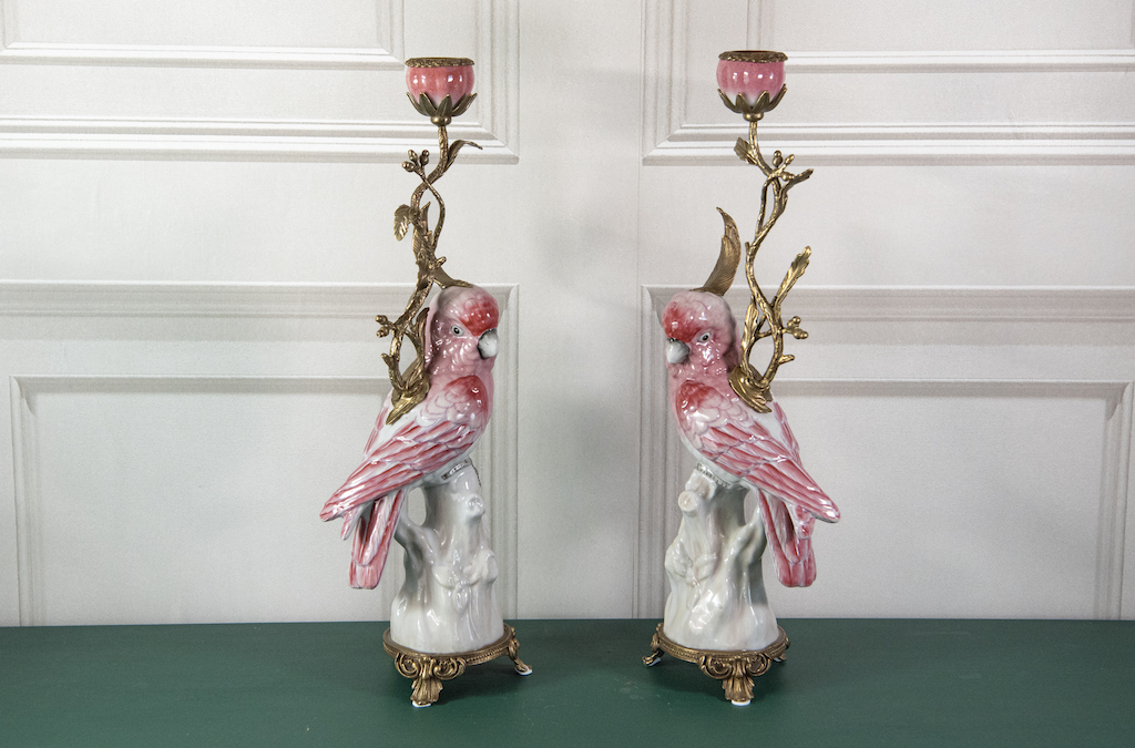 Pink Cockatoo Candlesticks – £465