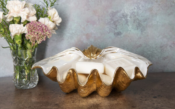 SOLD – Gold Clam Shell Bowl