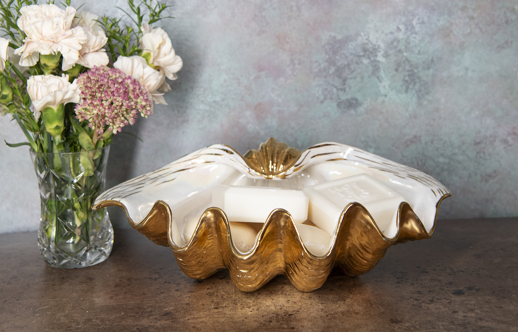 SOLD – Gold Clam Shell Bowl