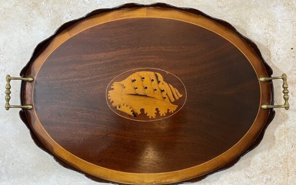 Large Oval Marquetry Wooden Tray – £225