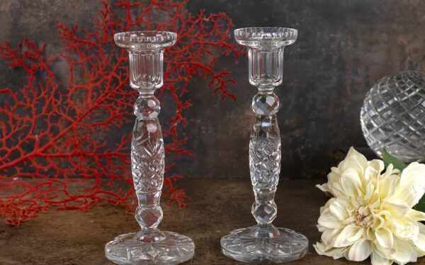 Pair of Cut Glass Candlesticks – £70