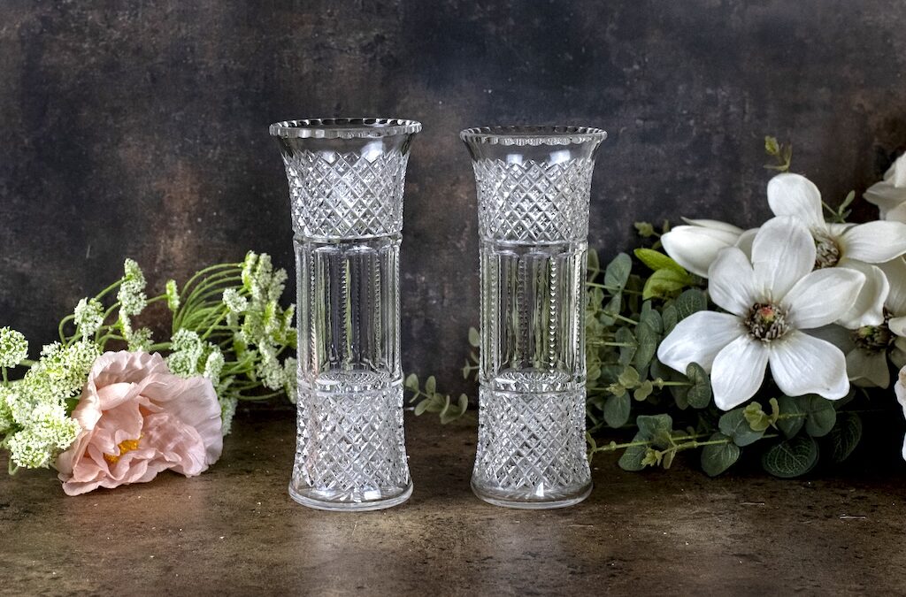 Pair of cut glass vases – £50