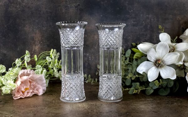 Pair of cut glass vases – £50