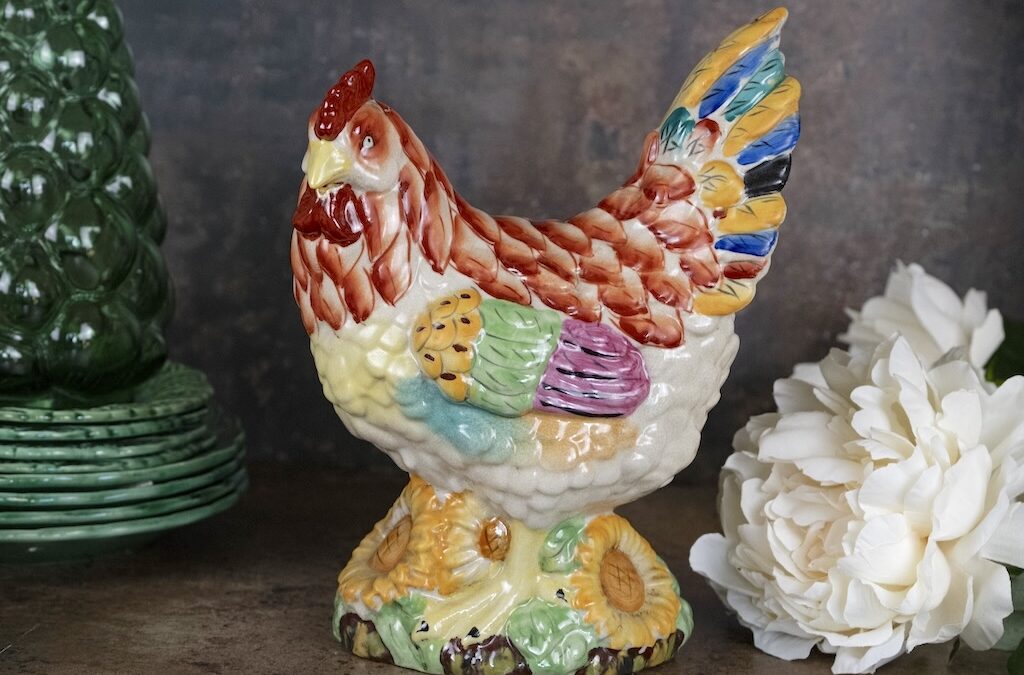 Vintage Brightly Coloured Chicken Figurine – £75