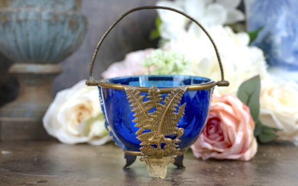 Brass and cobalt blue glass bowl – £48