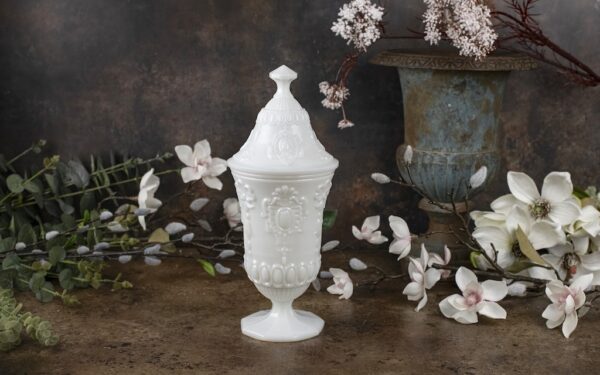 Vintage Milk Glass Lidded Urn – £69