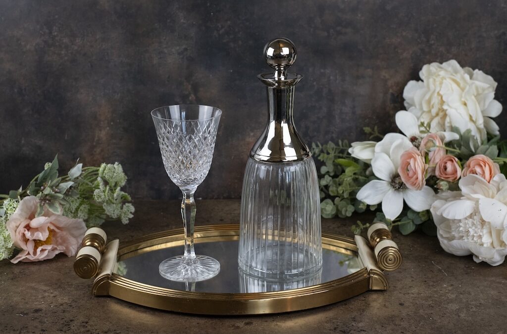 Ribbed Glass and Chrome top Decanter – £70
