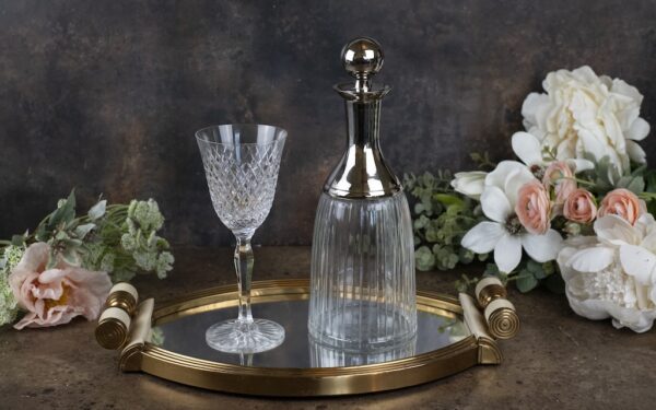Ribbed Glass and Chrome top Decanter – £70
