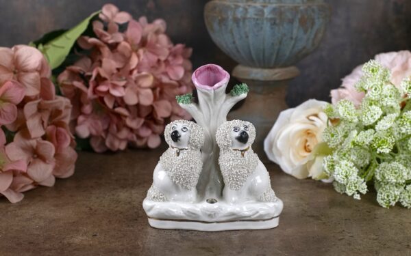 Antique Staffordshire Confetti Poodle Spill Vase – £85