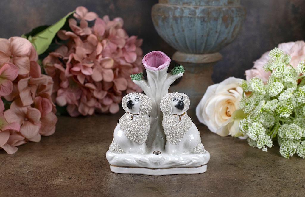 Antique Staffordshire Confetti Poodle Spill Vase – £85
