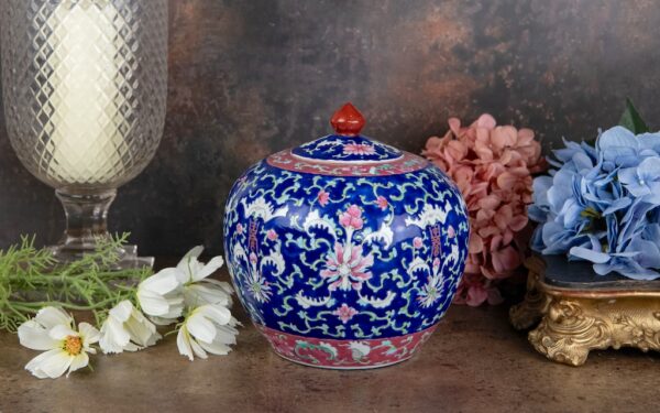 Vintage Chinese Floral Urn with Lid- £145